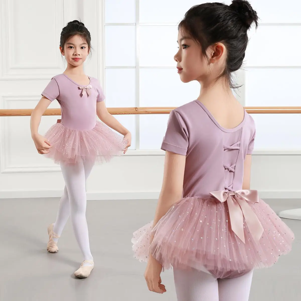 

Балетные трико для девочек, платье, балетная пачка, детское танцевальное боди, пышное платье-пачка с длинными рукавами и бантом, гимнастические трико, танцевальные костюмы