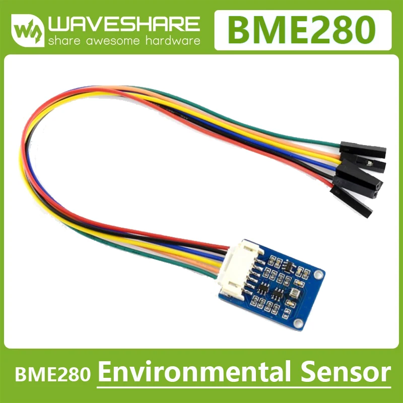 

Датчик окружающей среды Waveshare BME280, температура, влажность, барометрическое давление, интерфейсы I2C и SPI, прогноз погоды, 3,3 В/5 В