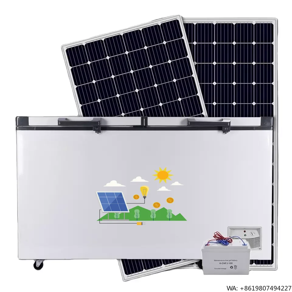 Off-grid Solar Power System  Appliances Solar Chest Freezer 508 L  Big Capacity with Double Door Dc 12 Freezer for Commercial