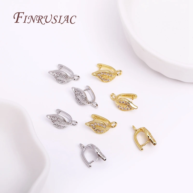 18k Real Gold Plated Leaf Shape Clamp Pinch Clip Bails DIY Earrings Jewelry Accessories For Crystal Gemstone Pendant Clip Clasps