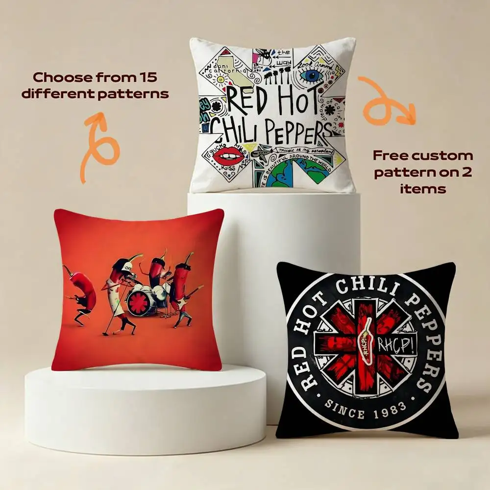 Red Hot RHCP Band C-Chili P-Peppers Square Sofa Pillow Cover Solid Color Living Room Home Decor Cushion Case