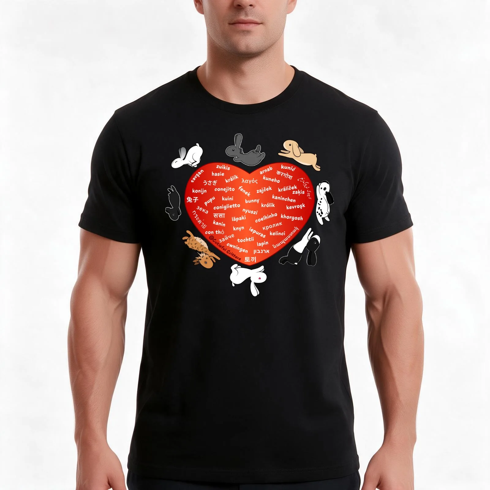Bunnies All Over The World T-Shirt Summer Casual Cotton Tee Oversized Streetwear Tops Vintage Graphic Print Unisex Men Women