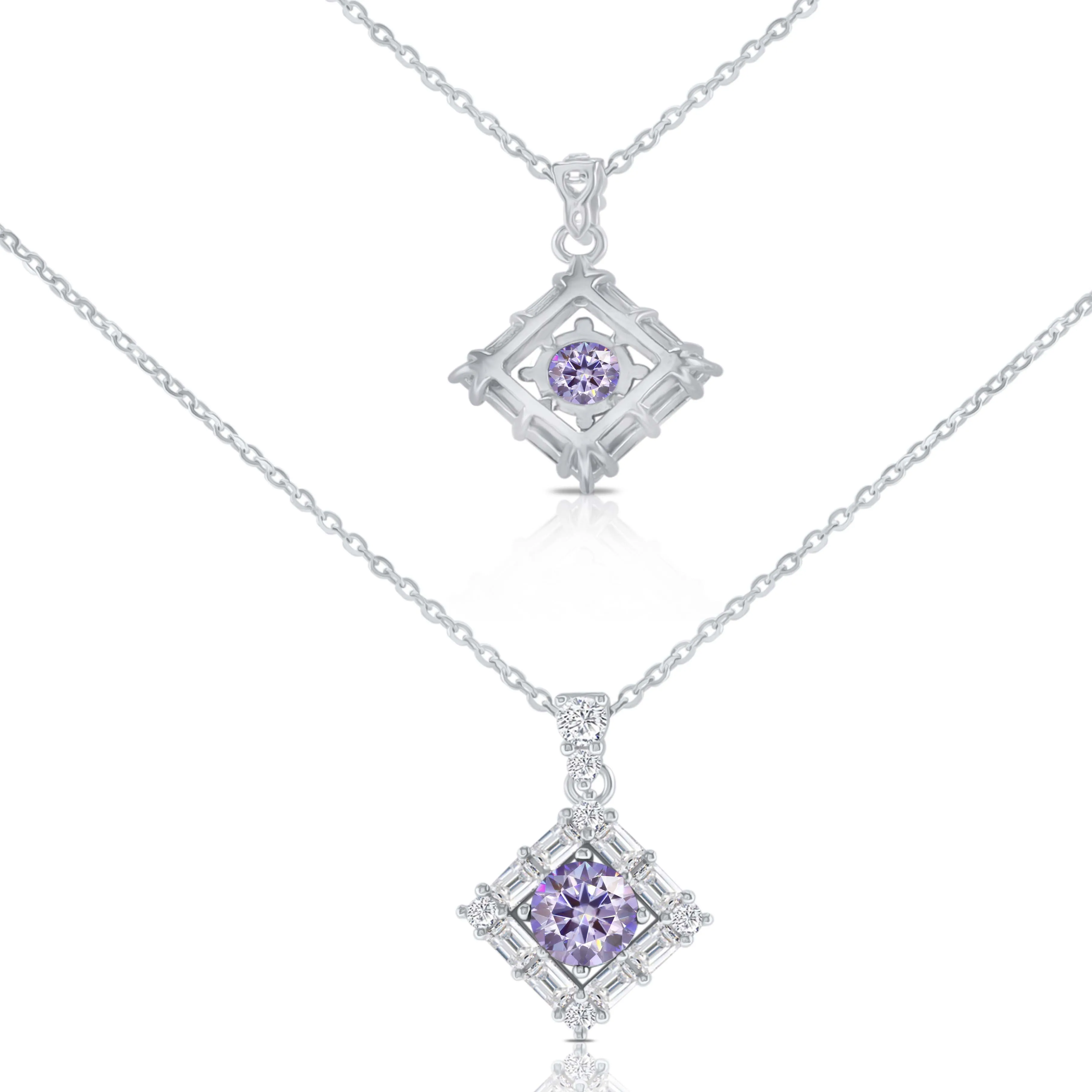 

1.0 carat moissanite pendant necklace square shape D Color Ideal Cut Diamond Necklace for Women Anniversary Gift Fine Jewelry