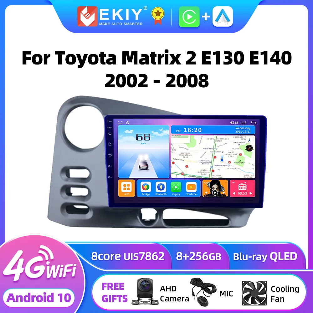 EKIY T7 Android 10.0 For Toyota Matrix 2 E130 E140 2002 - 2008 Car Radio Multimedia Video Player Navigation GPS No 2 Din DVD HU