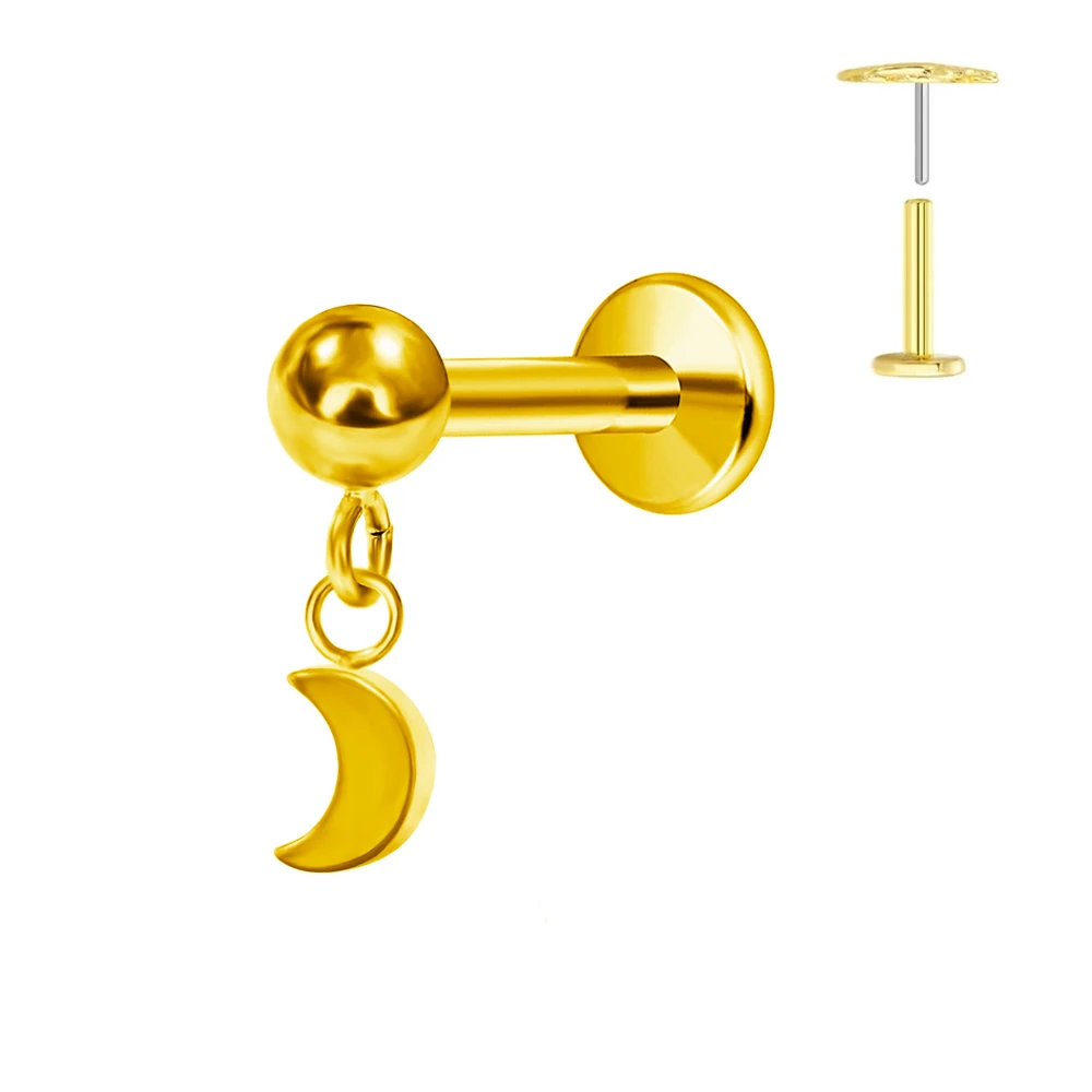 G23 Titanium Water Drop CZ Labret Piercing Earring Stud