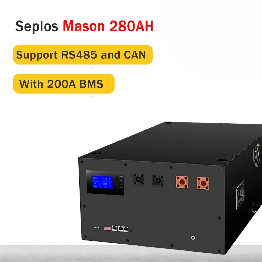 Seplos 48V LiFePO4 Battery Box Case DIY Mason 280Ah with Bluetooth 16S 200A BMS Solar Energy Storage Battery Box Without Cells