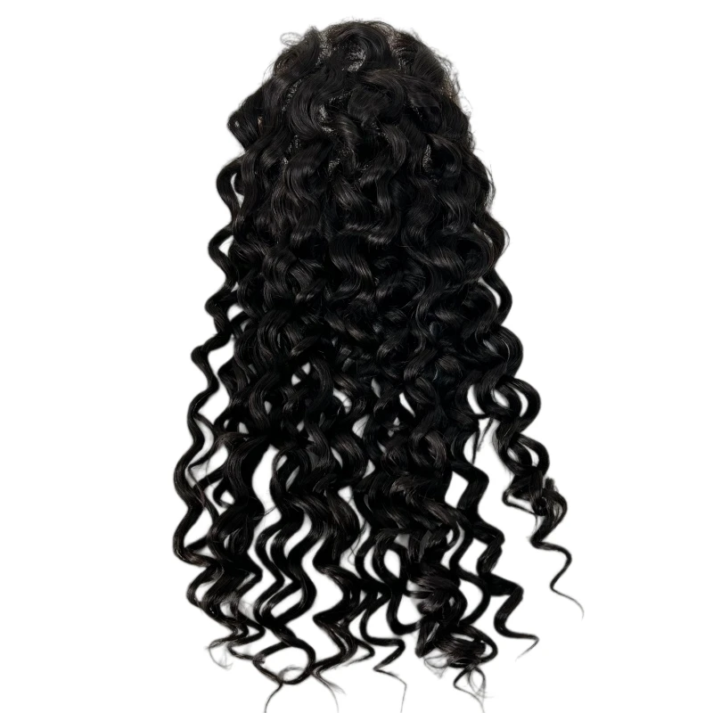 Indian Virgin Human Hair Pieces #1B Black Color Water Wave 8x10 Full Lace Topper for Woman