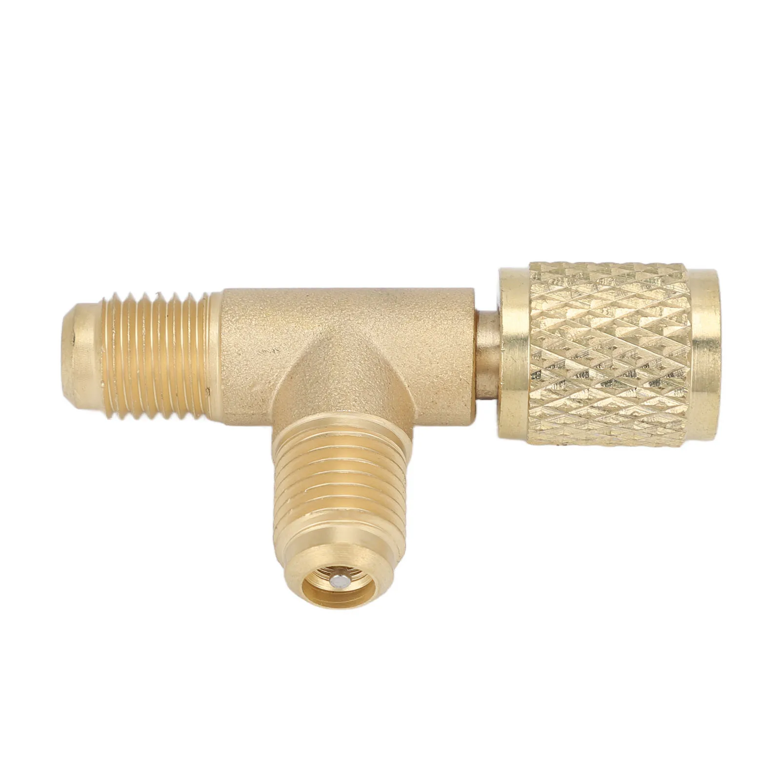 Valve  Tee Adapter  1/4in SAE Sturdy Structure Brass Quick Coupler Tee Adapter Antirust for R22 R12 R134