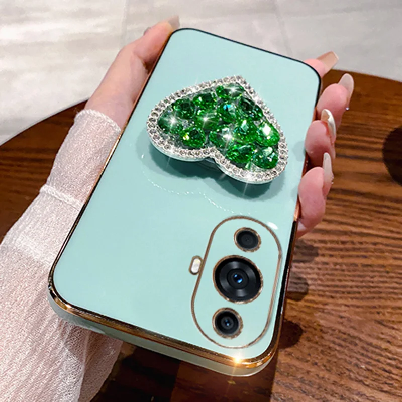 Hartvormige Beugel Plating Case Voor Huawei Y9 Prime 2019 P30pro P20 P40lite Y7a Y 6P Mate60 50 Y61 Nova 10 9 11se Diamant Houder Cover