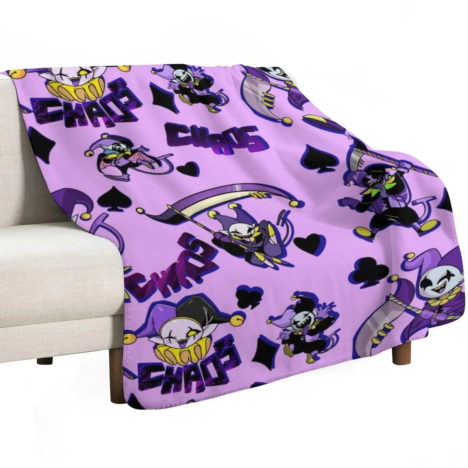 Jevil chaos Throw Blanket Thin For Decorative Sofa funny gift Thins Polar warm for winter Blankets