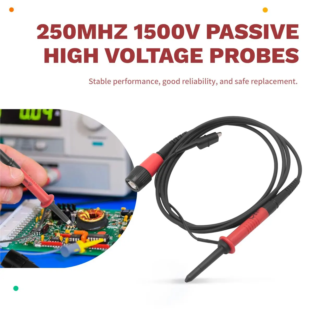 

HP9258 Oscilloscope Probe 250MHz 1500V Passive High Voltage Probes with BNC Connector, 100X Attenuation Ratio