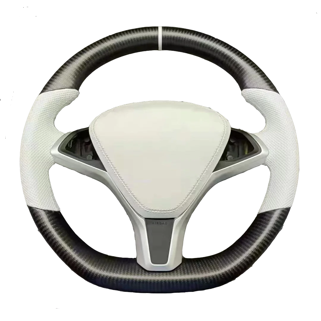 

For Factory Wholesale Custom For Tesla Model S X 3 Y Flat Matte Carbon Fiber Car Steering Wheel With Heating