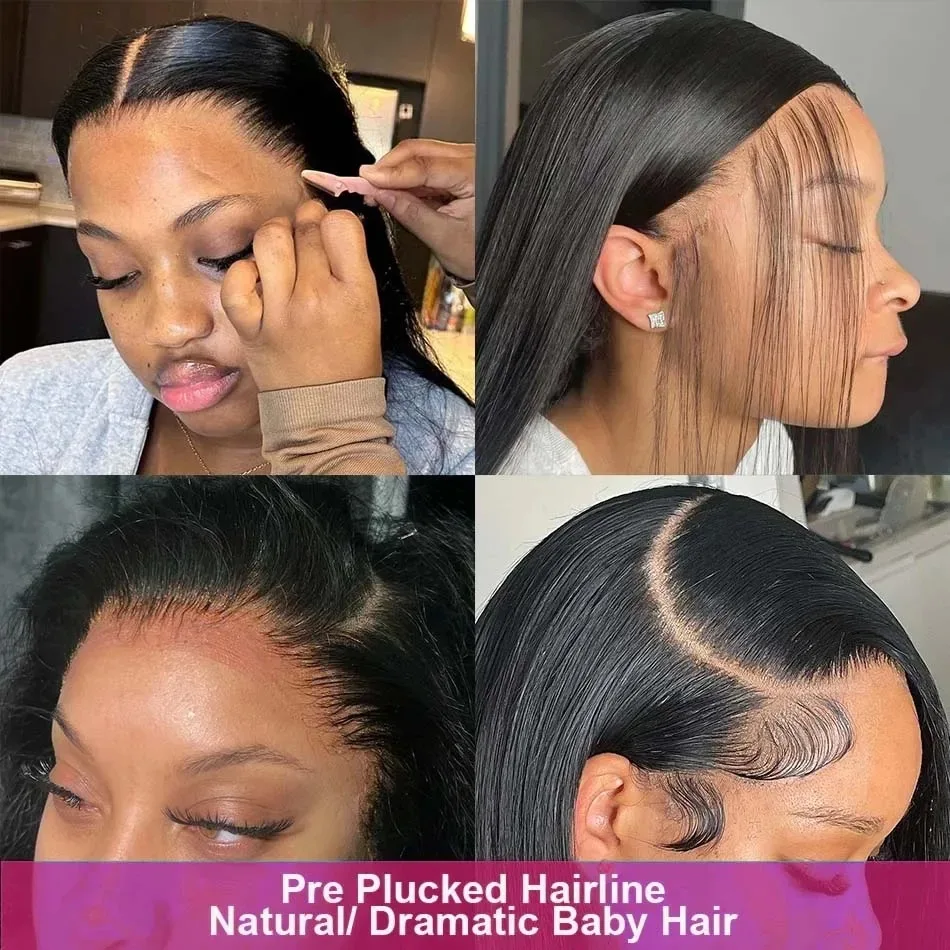 Gerade Spitze-Front-Perücke, volle Spitze-Perücken für Frauen, 40 Zoll, 13 x 4 Knochen, gerade, HD-transparente Spitze-Frontal-Perücke, synthetische Perücke