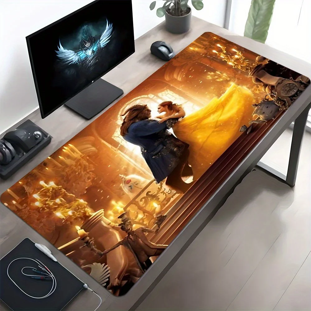 Alfombrilla de ratón de poliéster Disney Beauty & the Beast, 1 camino de mesa de gran tamaño para juegos y oficina, regalo de vacaciones multifuncional, Valenti