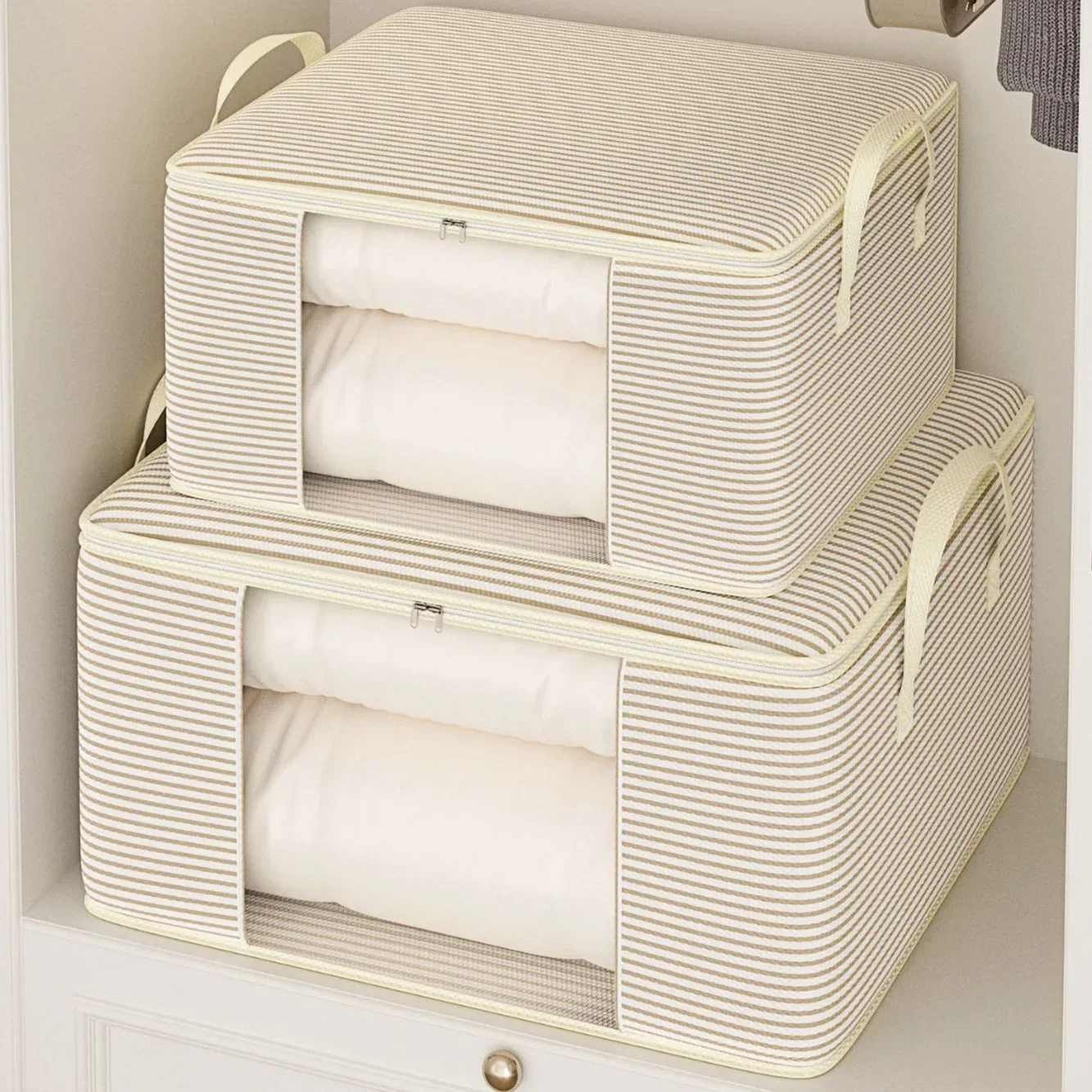 Comforter Storage Bag - Folding Organizer Bag for Comforters, Pillows, Mothproof Space Saver, Large Collapsible Organizers