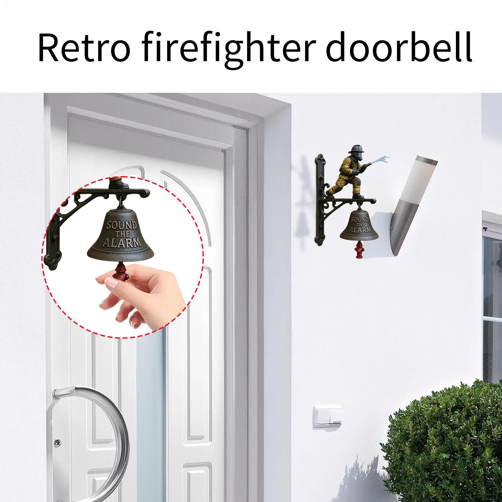 Doorbell with Sound Salute to Firefighters Doorbell Vintage Metal Firefighter Doorbell with Weather-proof Design Alarm for Home