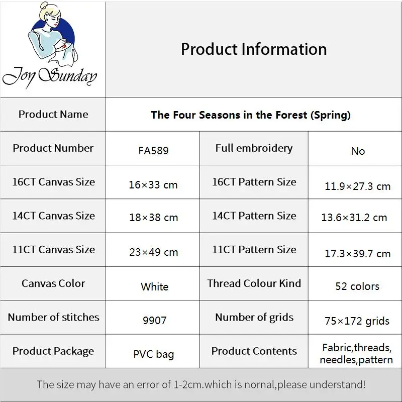 Joy Sunday Cross Stitch Kits DIY The Four Seasons in the Forest Embroidery Needlework Set Home Wall Display Hanging Decoration