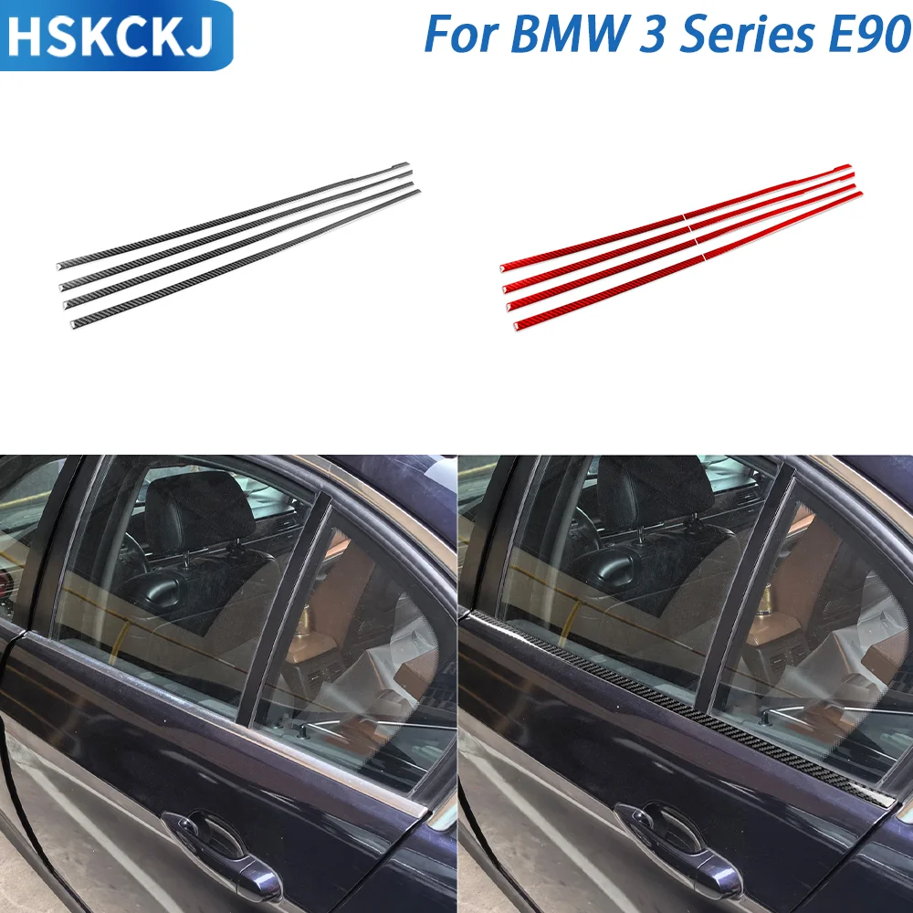 

For BMW 3 Series E90 2005—2012 Car Accessories Carbon Fiebr Window Surrounding Decorative Strip Cover Trim Sticker Modification
