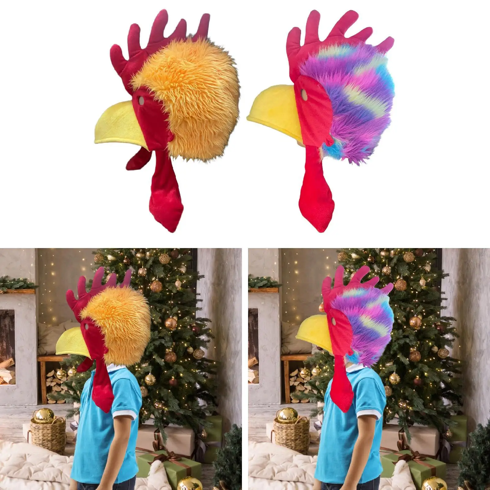 Rooster Hat Party Headgear Plush Animal Bird Headwear for Holiday Kids Adults