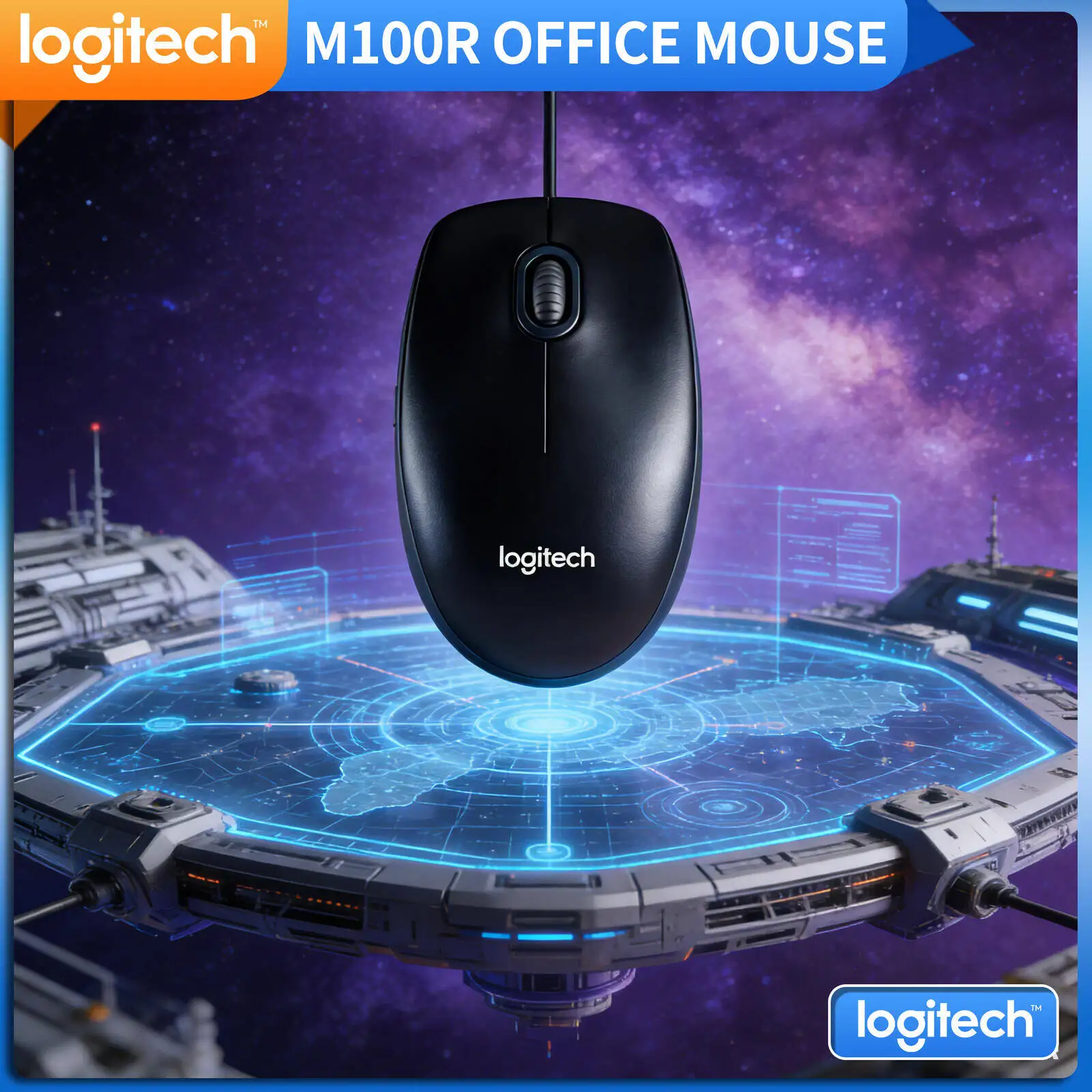 

Оптическая мышь Logitech M100R USB, проводная, 1000DPI, высокая точность, универсальная, для левшей и правшей, для офиса, дома, школы