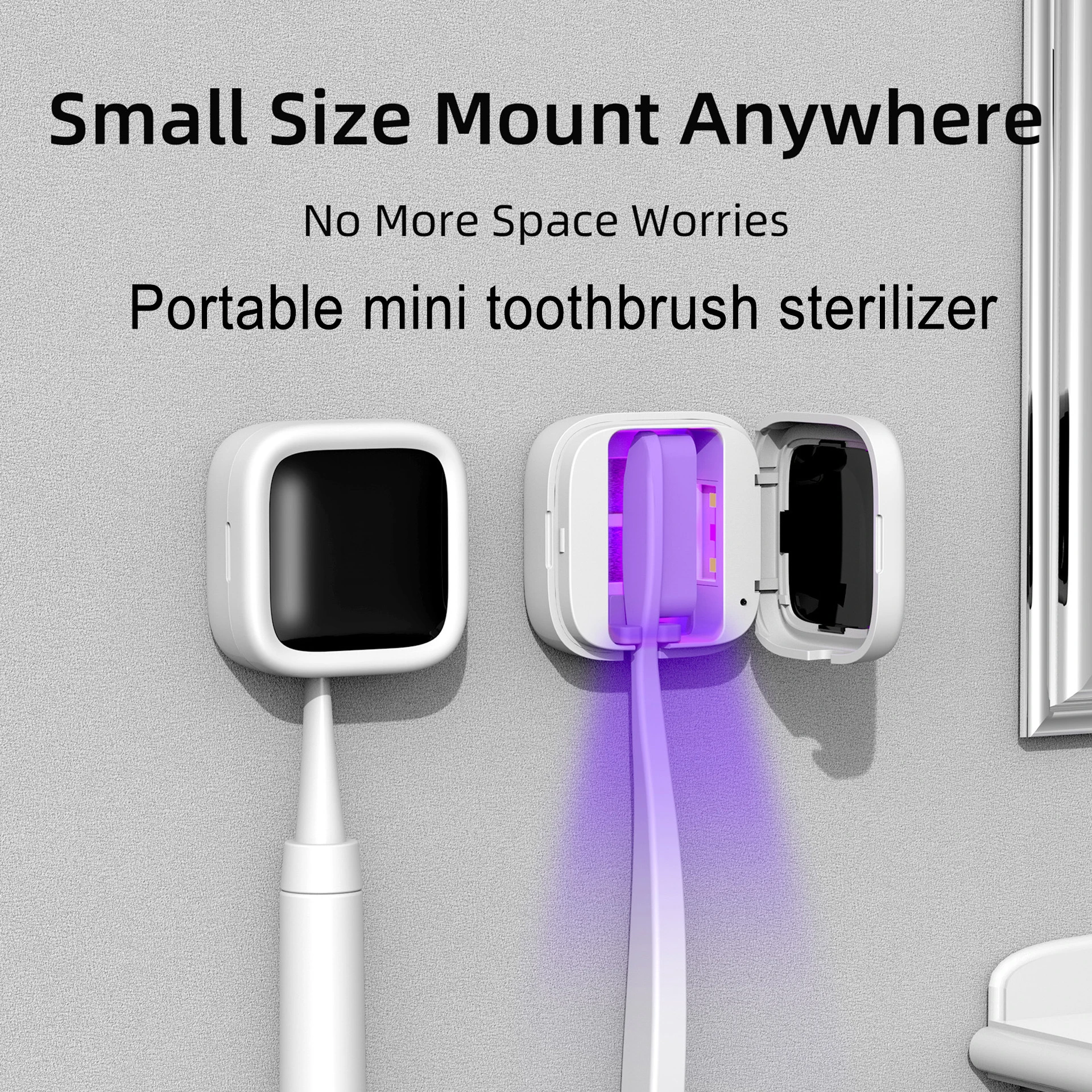 Travel portable mini UV toothbrush disinfector drying disinfection box disinfection rack safety toothbrush disinfection box
