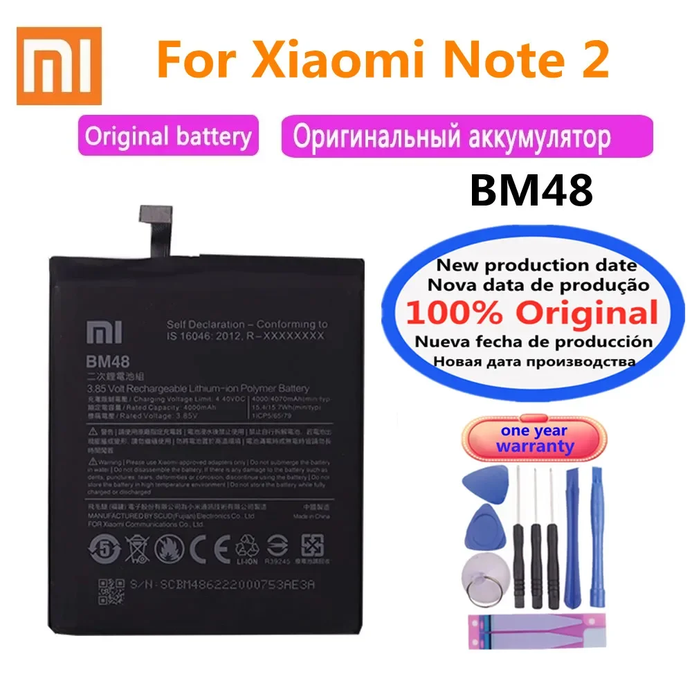 

4000mAh BM48 Original Replacement Battery For Xiaomi Note 2 Note2 Mi Note 2 Phone Battery Bateria Fast Shipping + Free Tools