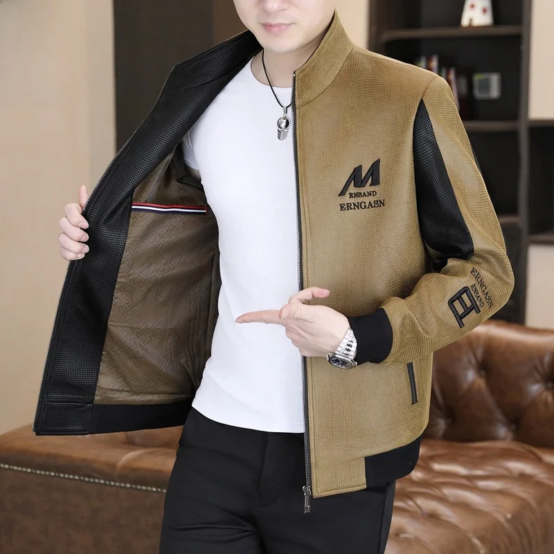 

Мужская приталенная куртка на весну-осень, повседневная, тонкая, с воротником-стойкой, молодежная, модная, на молнии, с декоративными элементами, городская