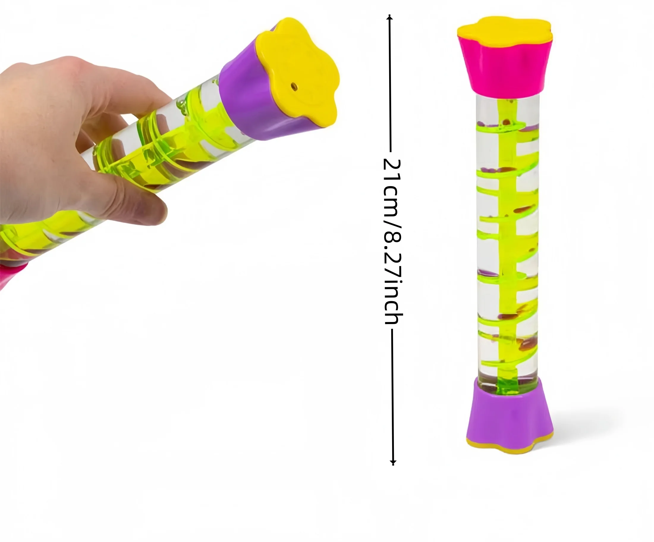 Colorful Long Column Spiral Oil Drip Ornament, Visual Stress-Relief Ornament, Boredom-Relief Desktop Craft Ornament, Children's Toy Birthday Gift, Children's Liquid Motion Stress-Relief Toy, Special Needs Development Toy