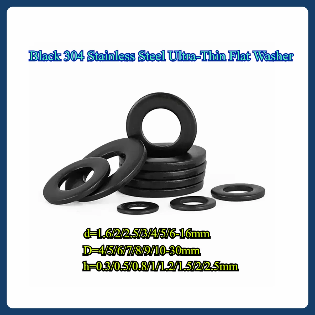 

Black 304 Stainless Steel Ultra-Thin Flat Washer Widened And Thickened Enlarged Flat Washer