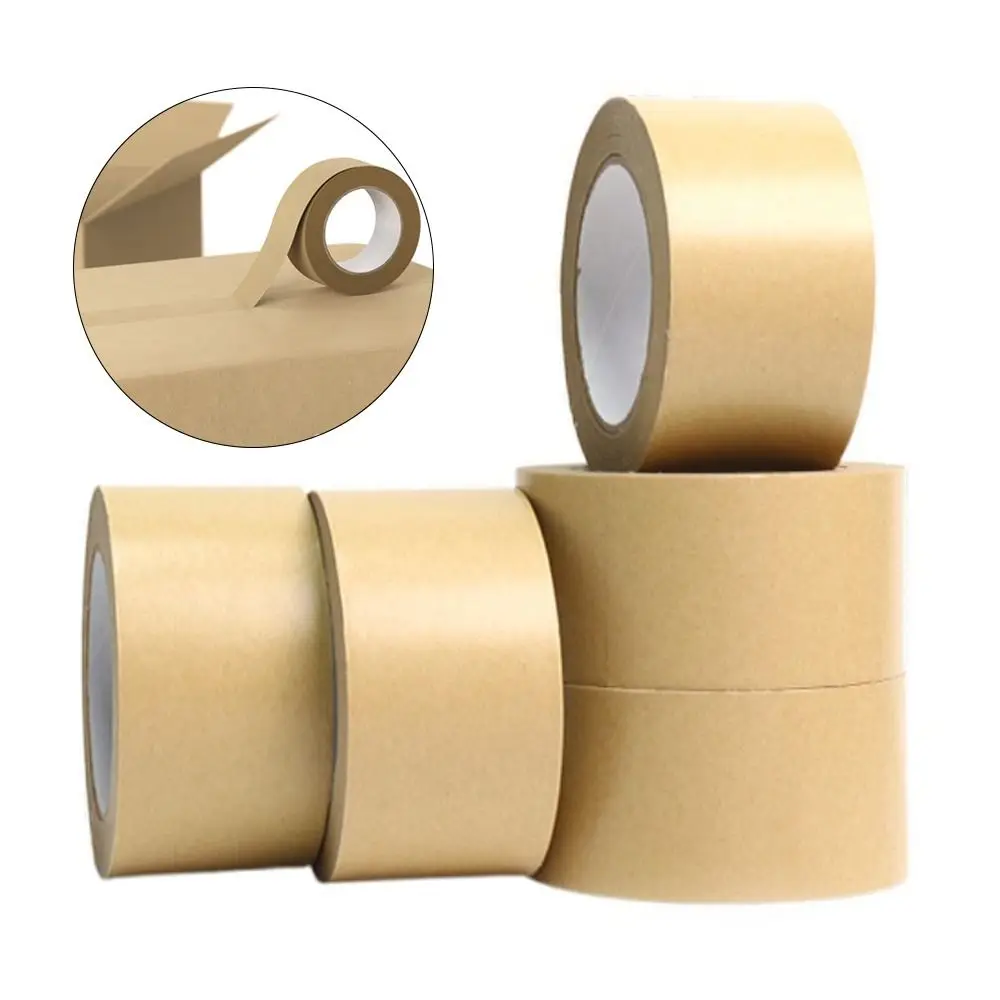 30M/Roll Kraft Paper Tape Self Adhesive Car Painting Shelter Mounting Album Packaging Tape Carton Sealing Tape Eco-Friendly