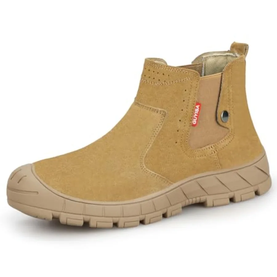 

GLANOUDUN Welding Work Boots for Men Slip on Steel Toe Shoes for Men Indestructible Steel Toe Boots Welder Men's Working Shoes