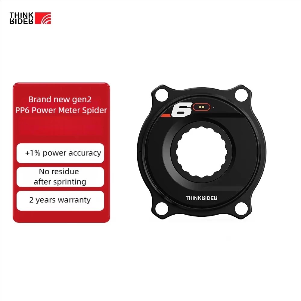 THINKRIDER PP6 Power Meter Spider 2nd Gen 110BCD 4-Bolt ±1% Accuracy ANT+ Bluetooth Cycling Cadence Sensor IPX7 300H Battery