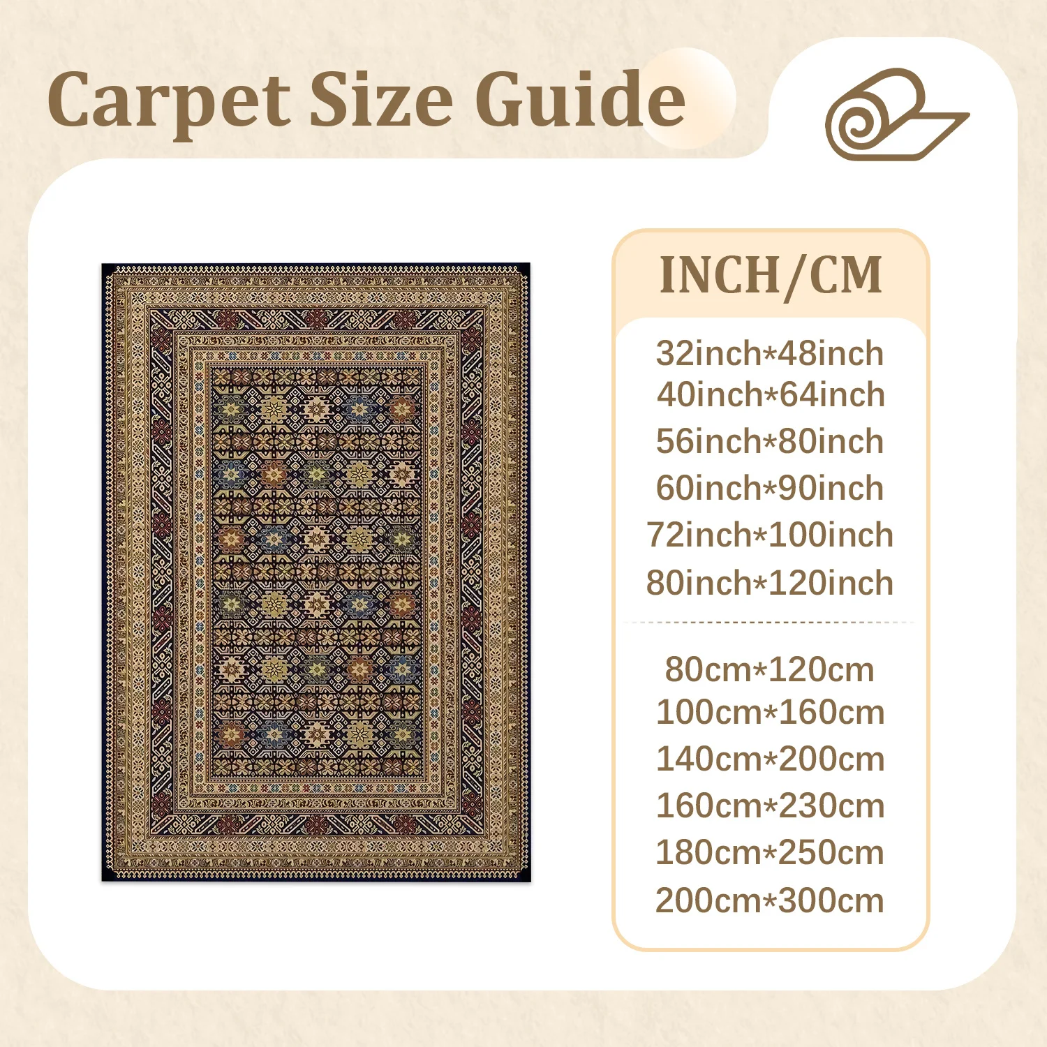 Large Indoor Area Rug Soft Velvet Low Pile Non-slip Dotted Backing Machine Washable Traditional Geometric Star Motif Warm Multi-Color Vintage Rug for Living Room Bedroom Entryway