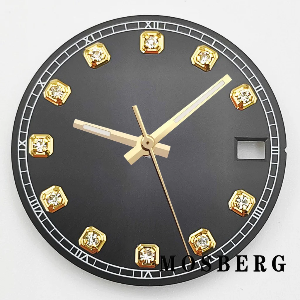 قرص ساعة 28.5 ملم مع عقارب ساعة لـ NH34 NH35 NH35A Fit 3.0 الساعة 3.8 ساعة معقمة وجوه حركة أوتوماتيكية