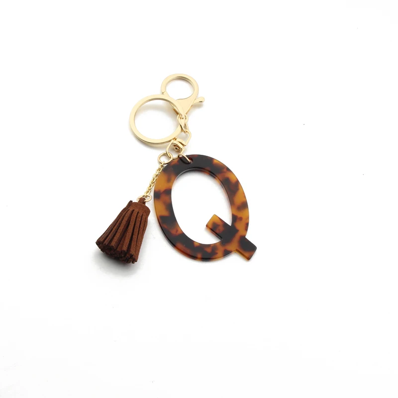 Portable Bangle Letter keychain Accessories Tassel Pendant Sexy Leopard Bracelet Keychain for Women Gift