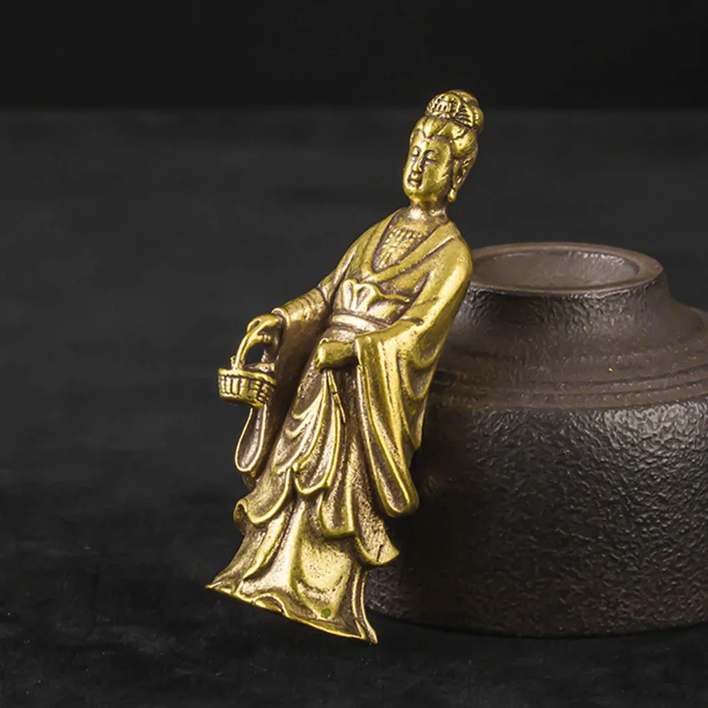 

1pc Brass Guanyin Craft Office Guanyin Statue Decor Tabletop Decor Handmade Vintage Ornament Home Desktop Gift
