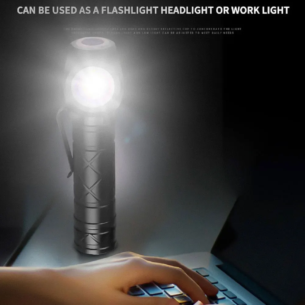 LED flashlight Portable 18650 USB Rechargeable headlamp with magnet Adjustable Powerful Portable Torch 3 Mode Flash Headlight