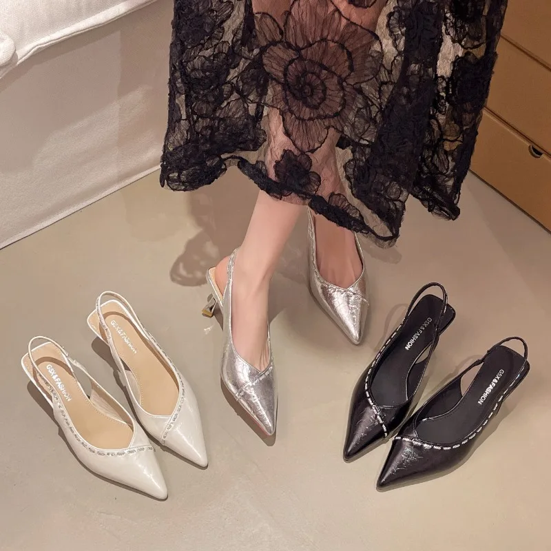 

Women's Brand Pointed-toe Stiletto Sandals, New Summer Style, Open Heel, Low Mouth, Non-slip and Wear-resistant High Heels