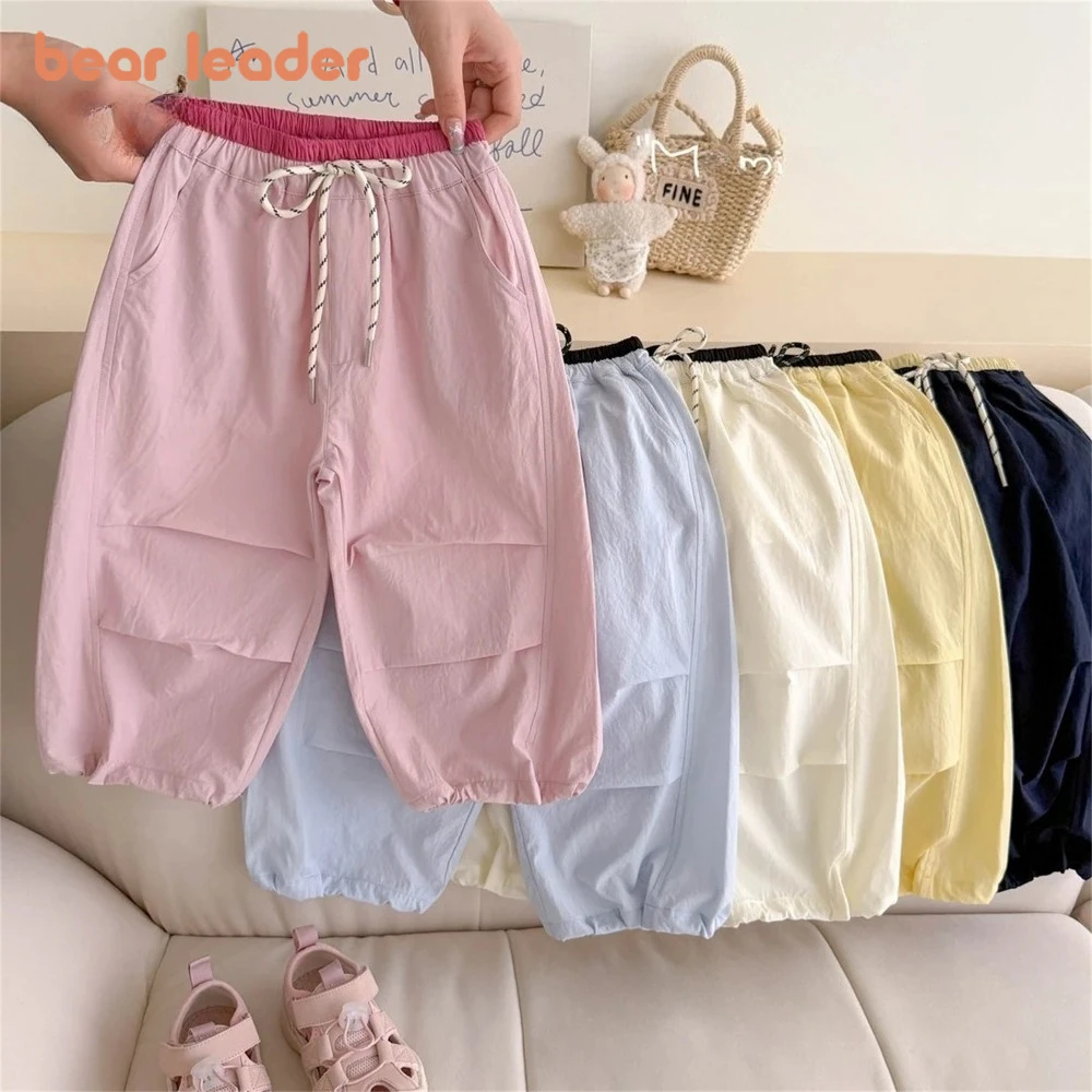 

Bear Leader, весна-лето, корейская версия, новые однотонные повседневные спортивные уличные брюки для девочек, быстросохнущие брюки с защитой от комаров