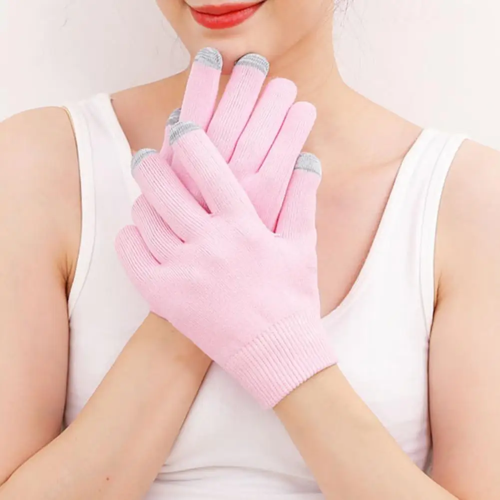 Luvas de mão anti-scura luvas de algodão reutilizáveis luvas de gel hidratante reutilizáveis para pele seca mistura de algodão touchscreen cuidados com as mãos