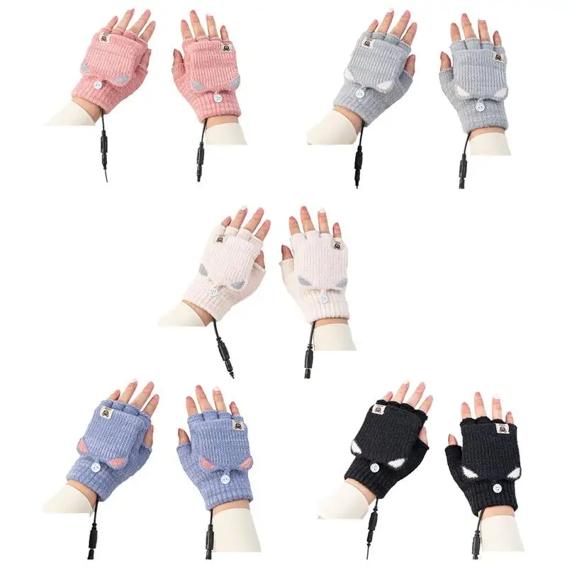 

Half-Finger Heated Gloves USB Heating And Washable Gloves Knitted And Comfortable Heating Gloves For Women And Men