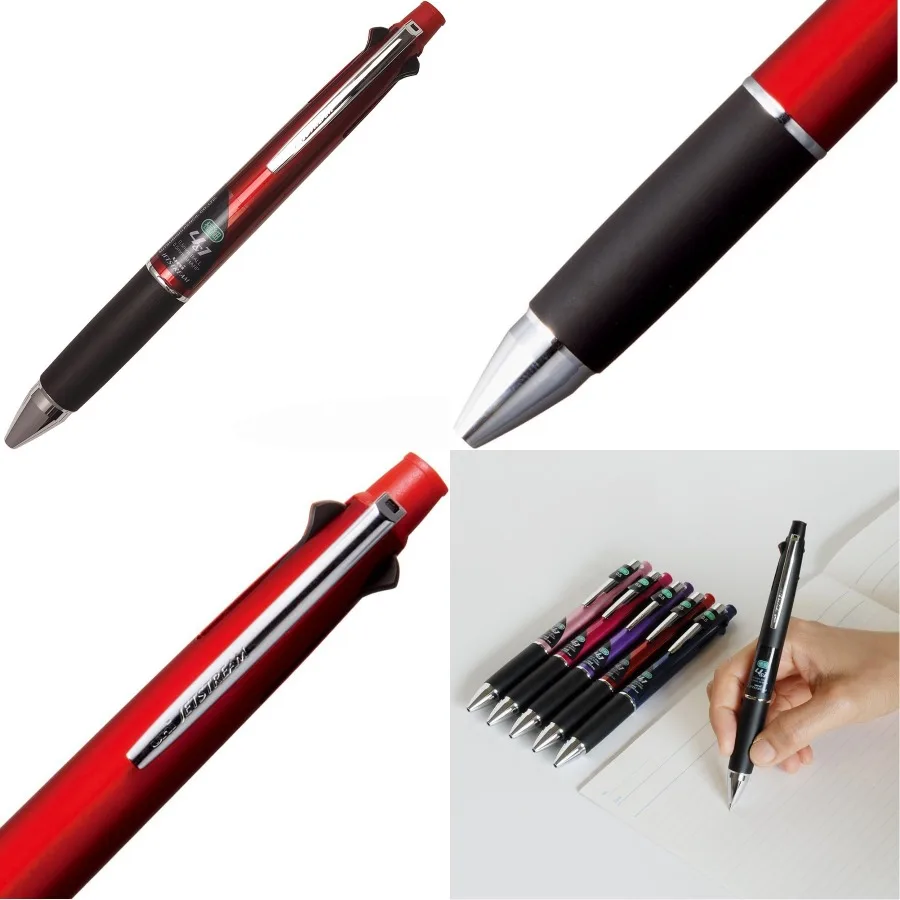 

Шариковая мультиручка Uni Jetstream 0,5 мм и карандаш 0,5 мм с бордовым корпусом для точного письма и рисования в офисе Schoo