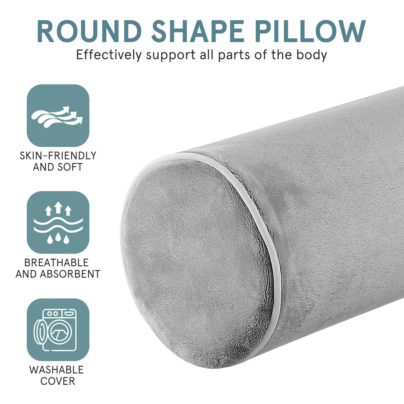 

NEW Memory Cotton Round Cervical Neck Pillow for Adults Spine Support Lumbar Bolster Sleeping Aid Comfortable Unisex Design