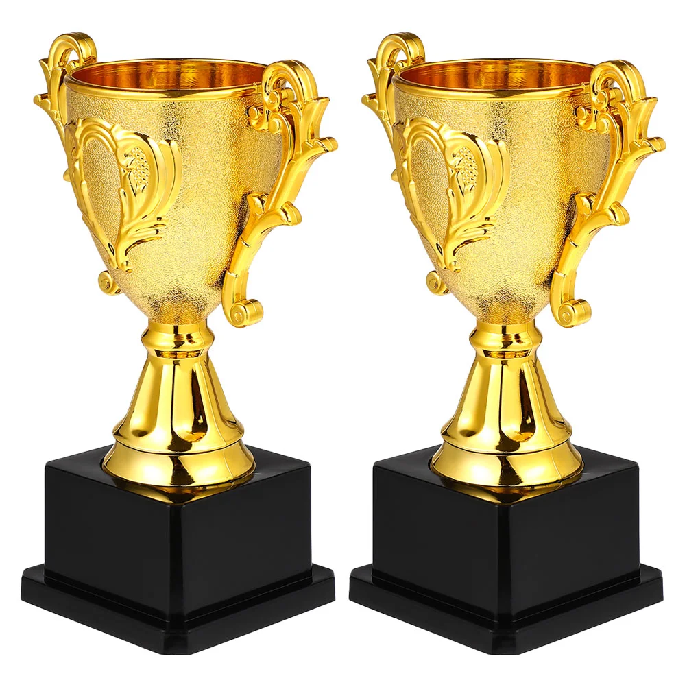 2 Pcs Tiny Trophy Mini Toys Children Props Football Cup Plastic Delicate Small Baby Soccer