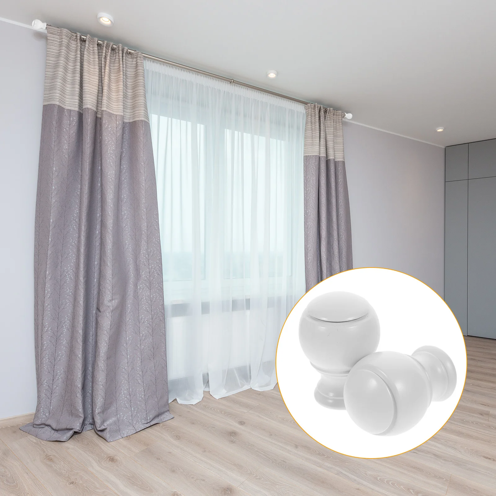 

2pcs Curtain Rod Head Plug End Cap Decorative Roman Rod Accessories For Home Office Wear-Resistant Practical Elegant