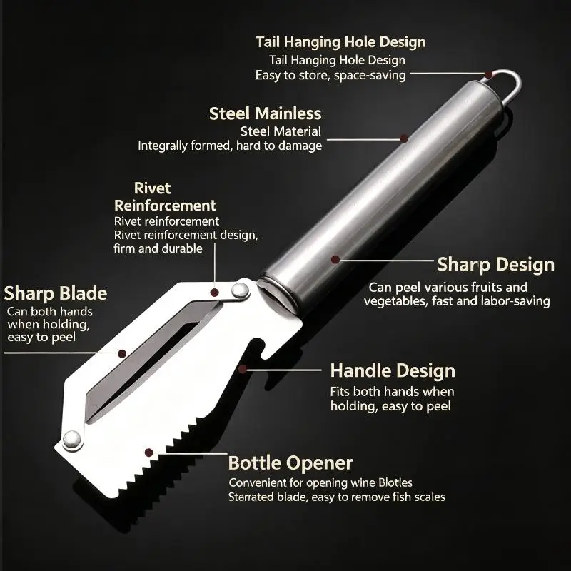 Multi-Functional Vegetable Peeler For Kitchen, Ultra-Sharp Stainless Steel  Bottle Opener, For Vegetables Or Fruits