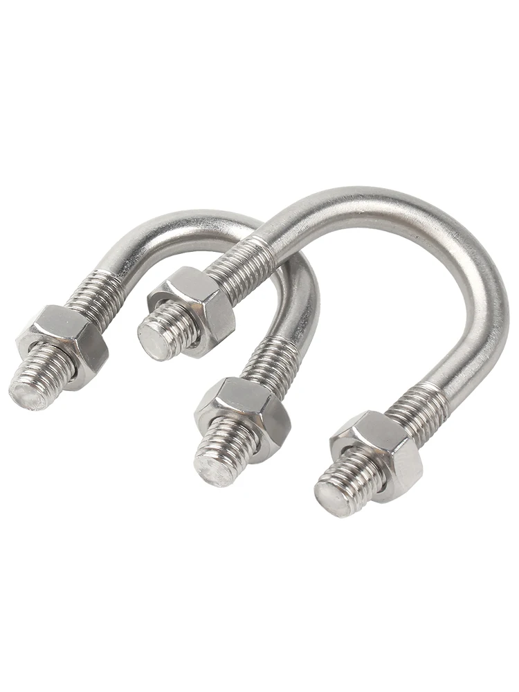 M6 M8 304 A2 Stainless Steel U-Bolts U-shaped Screw U-shaped Buckle Bolt U-shaped Pipe Clamp Nut Combination