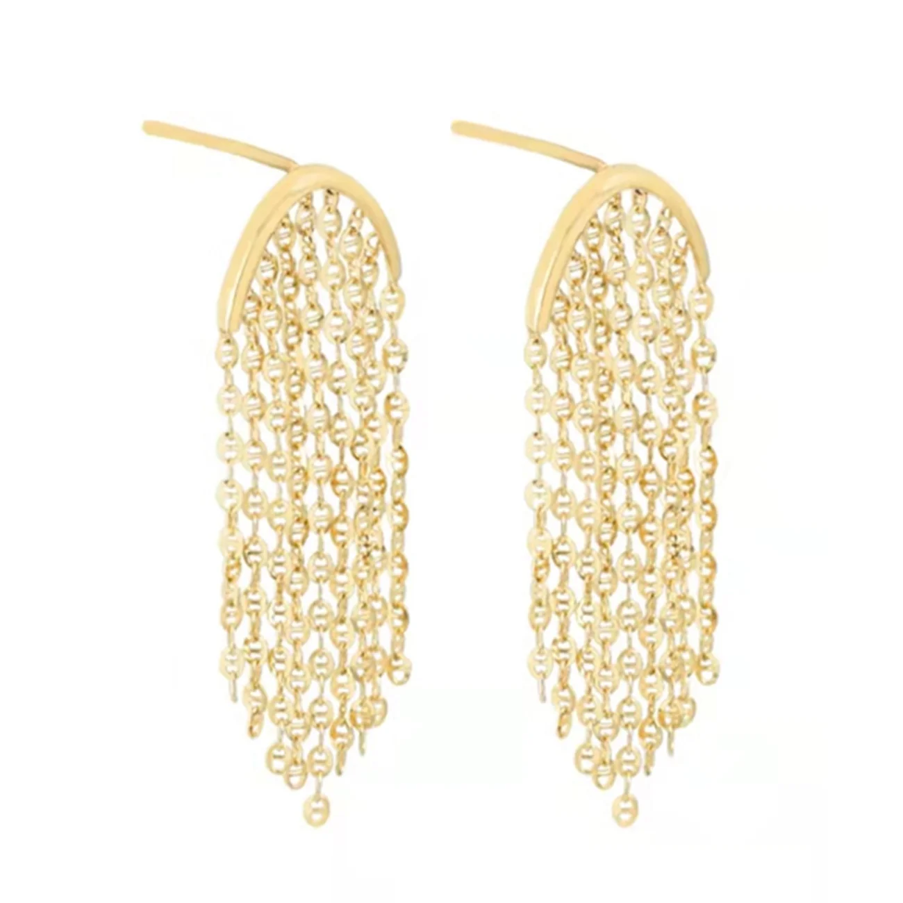 

Ear Line Earrings 18K Import Solid Yellow Gold Jewelry (AU750)Women Designer Simple Temperament Personality Tassel Fashion Lady