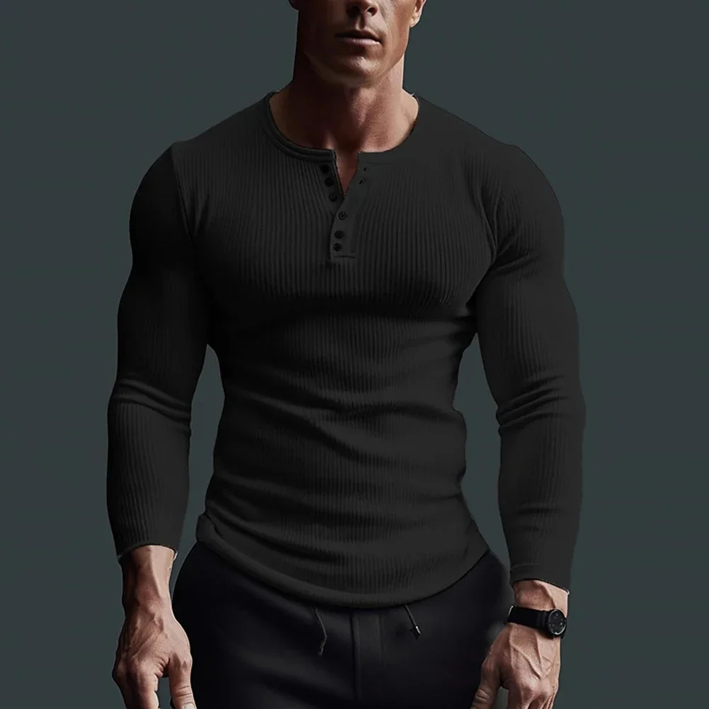 

Tops Men T-Shirt Black/White/Grey Fitness Shirts High Elasticity Large Size Solid Color Stand Collar High Quality