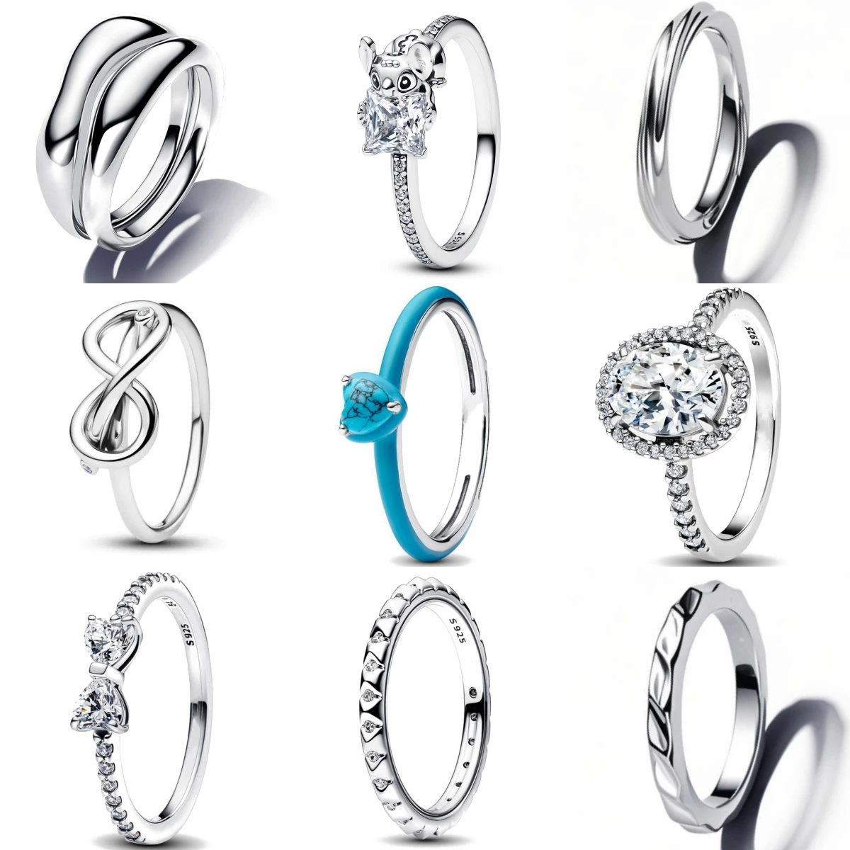 

925 Silver White Zircon Stich Ring Fashion Classic Punk Zircon Gothic Retro Rings for Woman Couple Wedding Luxury Jewelry Gift